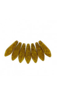Czech Glass Daggers beads 5x16mm Lemon teracota red 83120-15495